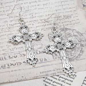 Large Gothic Cross Earrings